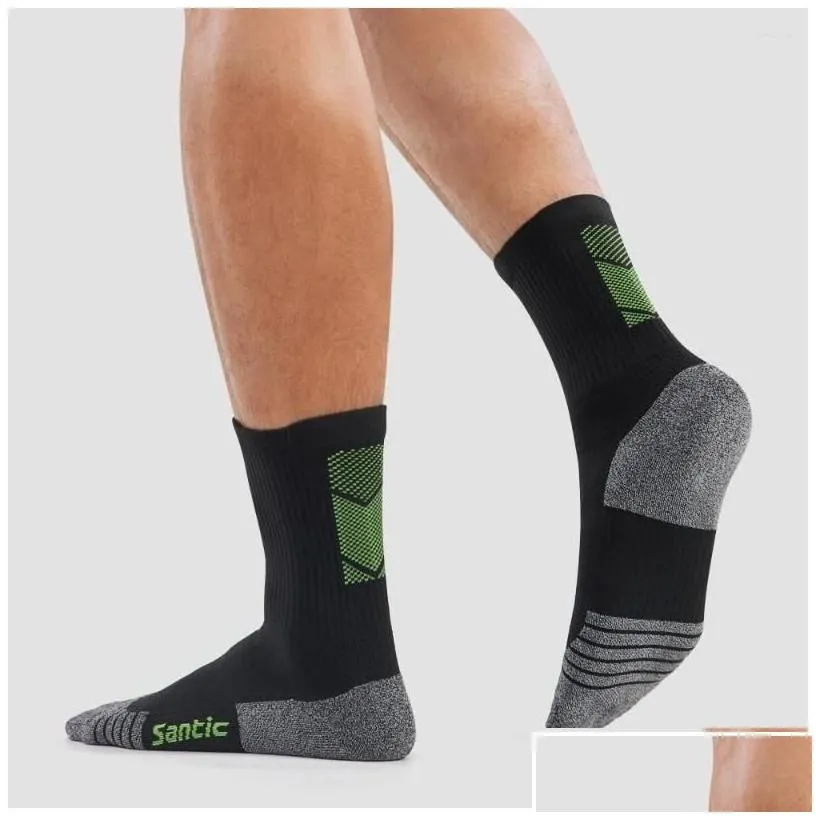 sports socks santic cycling medium long tube men women 2024 outdoor mtb bike running compression comfortable mti-color drop delivery o