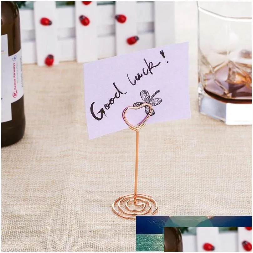 12 pcs rose gold heart shape photo holder stands table number holders place card paper menu clips for weddings