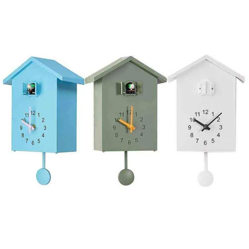 3colors modern plastic bird cuckoo design quartz wall hanging clock timer quartz wall clock for home office decoration h1230