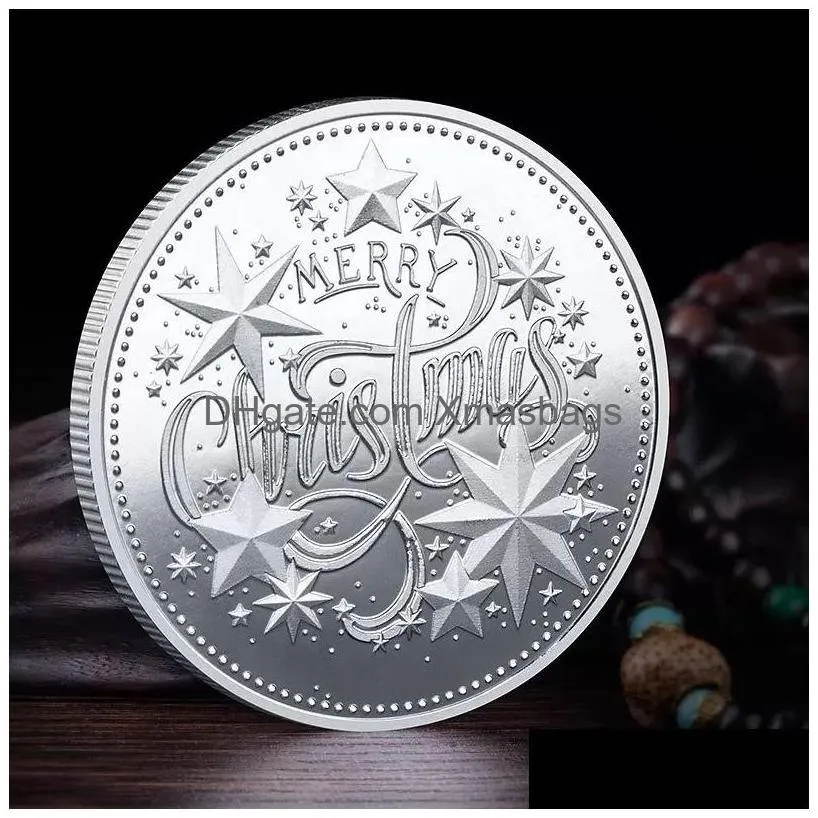 crafts christmas commemorative coin party favors personality cartoon santa claus medal collection craft gift 40mm inventory wholesale