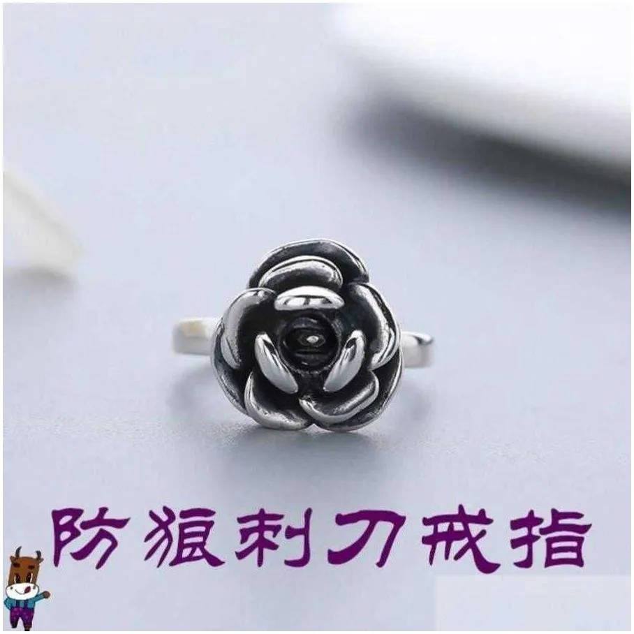 sier 925 thai tiktok rose bayonet ring personal defense designers girl selfdefense anti wolf shake voice same. 6sw5 1