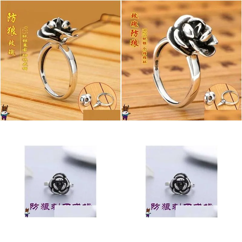 sier 925 thai tiktok rose bayonet ring personal defense designers girl selfdefense anti wolf shake voice same. 6sw5 1