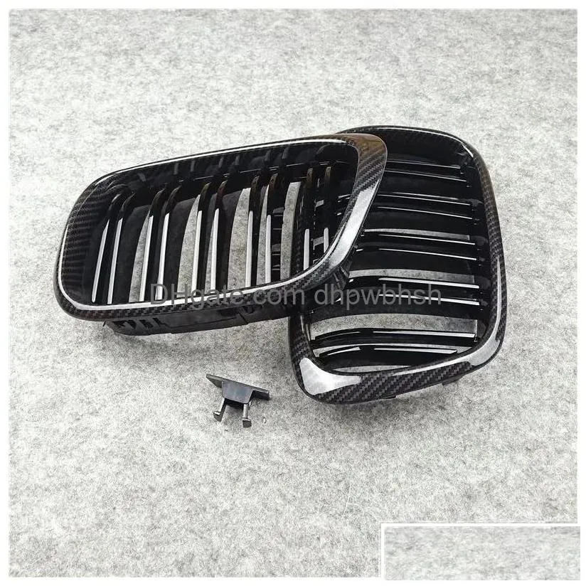 grilles 1 pair 2 slat car for 5 series e39 carbon look front racing grill grille abs material zz drop delivery automobiles motorcycles
