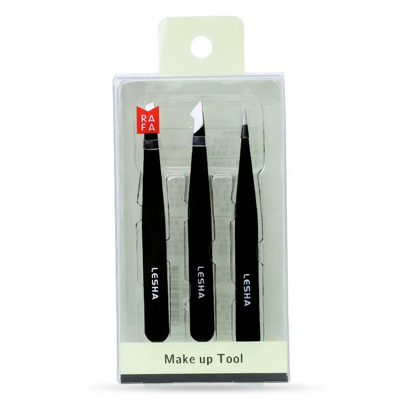 stainless steel eyebrow tweezers three-piece multifunctional eyelash tweezers ls19037