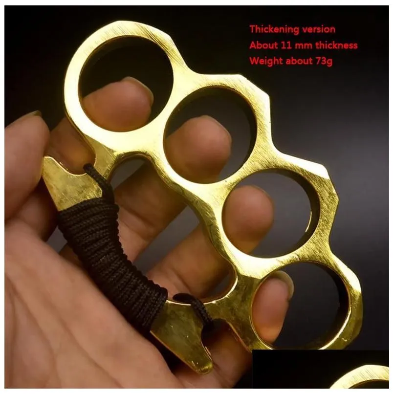brass knuckles mticolor thickened metal knuckle duster four finger tiger outdoor cam safety defense pocket edc tool drop delivery spor