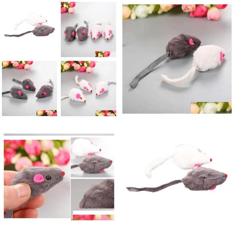 dog toys chews false mouse cat pet toys cat long-haired tail mice with sound rattling soft solid interactive sound squeaky toy for cats