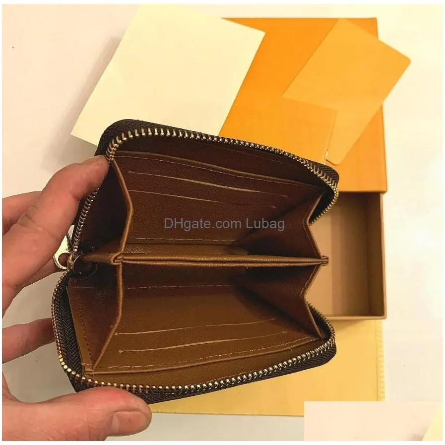 mirror quality m60067 n63070 zippy zip coin purse wallet genuine leather black flower womens man designer key pouch card holder luxury wallets embossed
