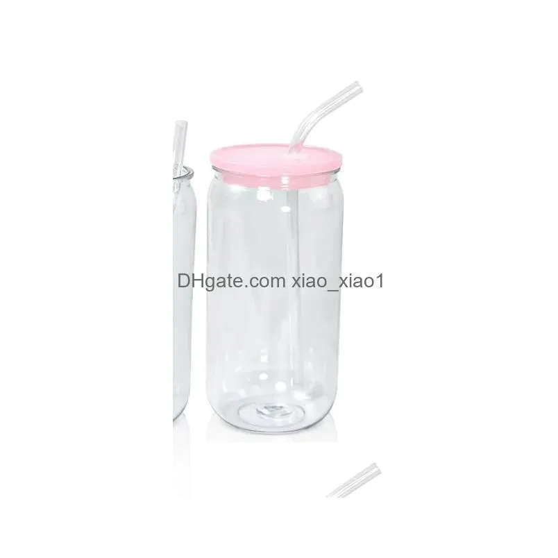 16oz plastic mason jar pp acrylic single-layer cup with straw 500ml clear mason can pp drinking cup