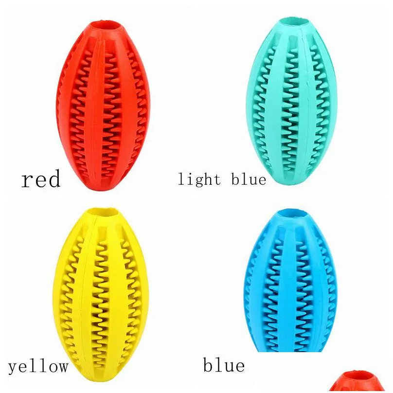 bite resistant rugby rubber dog chew ball dog toys training toys toothbrush chews toy food balls pet productclean tooth nontoxic