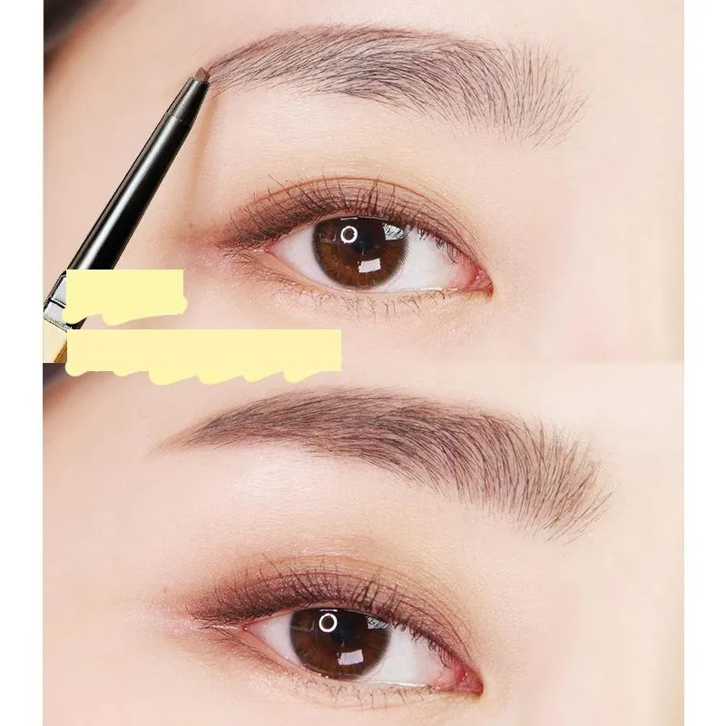 small gold bar double head eyebrow pencil very small gold chopsticks waterproof sweat lasting no smudging do not take off makeup natural mist eyebrow