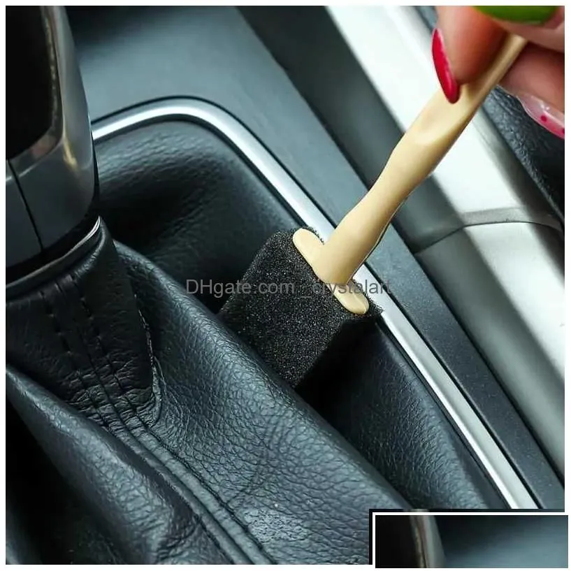 Car Badges Air Conditioner Vent Brush Detailing Blinds Duster Outlet Sponge Grille Cleaner Car-Styling Tools Drop Delivery Mobiles Dhqp3