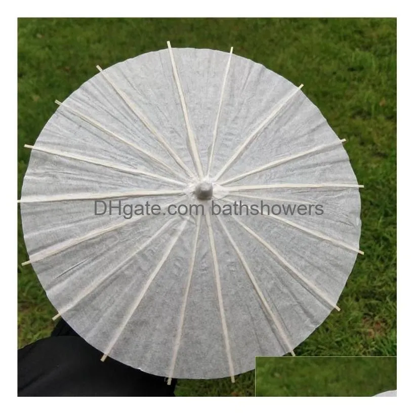 Classic Bridal Wedding Parasols White Paper Umbrella Chinese Mini Craft 4 Diameter 20 30 40 60Cm For Wholesale Drop Delivery Dhp6P