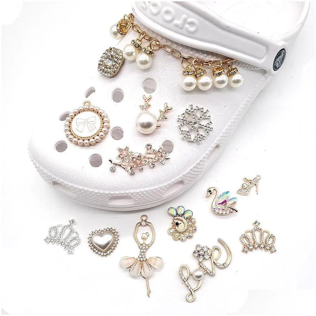 metal crystal bling shoe charm parts accessories jibitz for clog charms clog pins