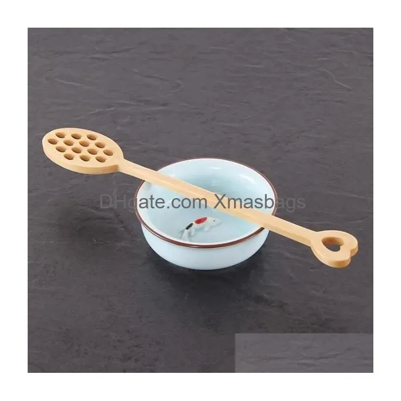 wooden honey coffee spoon long mixing bee tools stirrer muddler stirring stick dipper wood carving spoons hb-wll