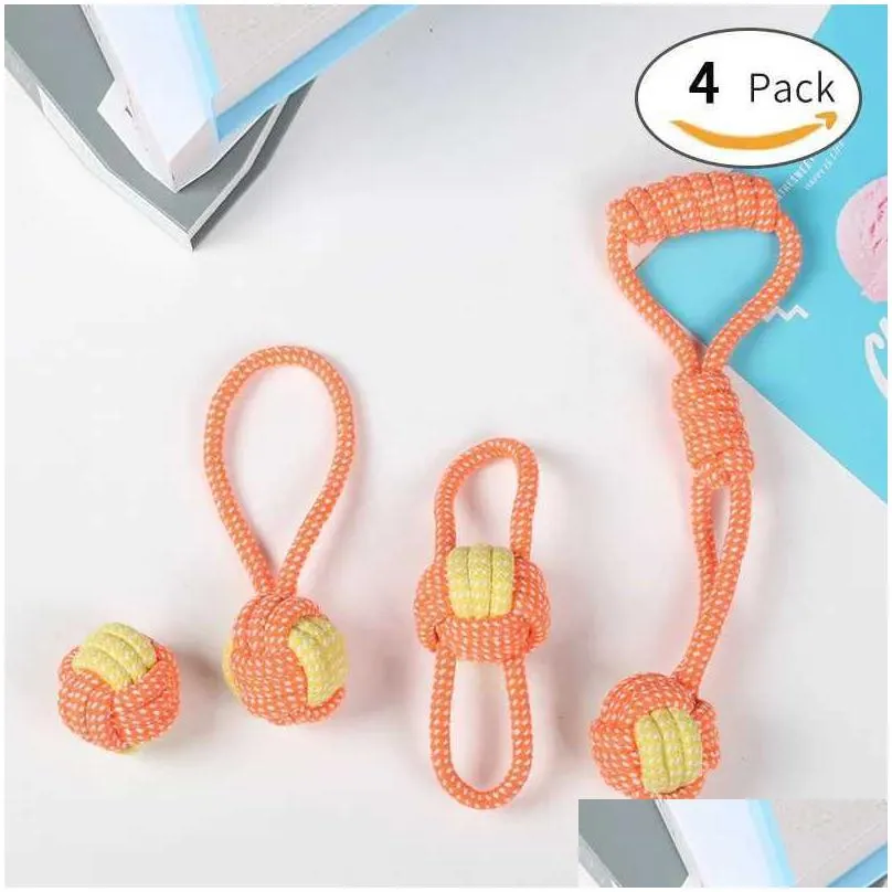 dog toys chews 1pc dog toy knot rope ball cotton rope dumbbell puppy cleaning teeth chew toy durable braided bite resistant pet