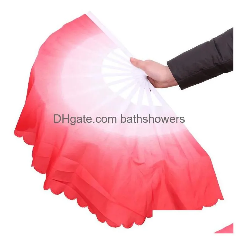 Dance Fans Fashion Gradient Color Chinese Real Silk Veil Fan Kungfu Belly Dancing For Wedding Party Gift Favor Or Stage Show Top Drop Dhb8R