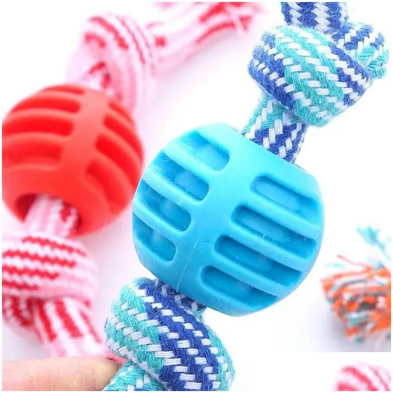 dog toys chews pet dog toy cotton rope double knot interactive toy bite-resistant tooth cleaning dog toys for small large dogs dog