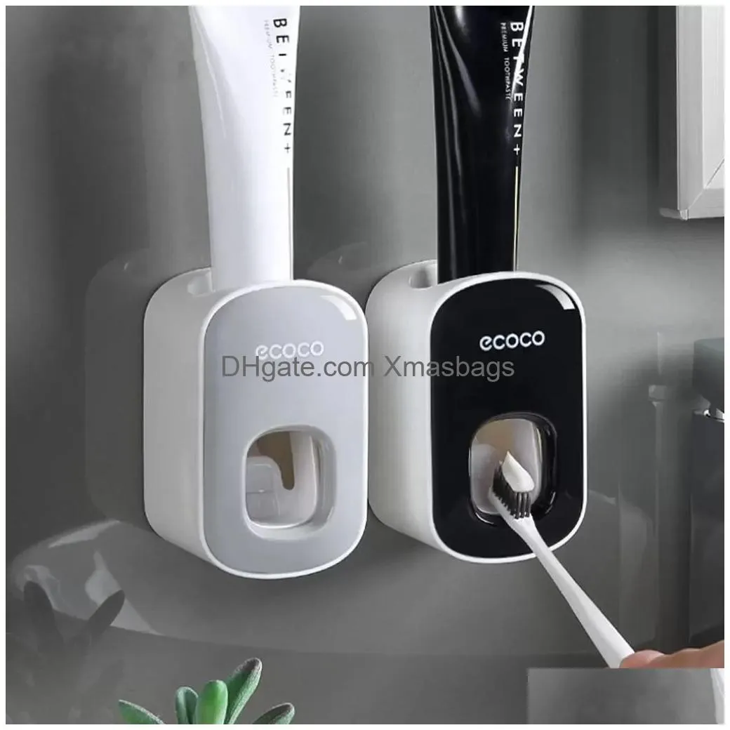 toothbrush holder ecoco automatic squeeze toothpaste machine sticker wall bathroom waterproof squeeze holders stock inventory
