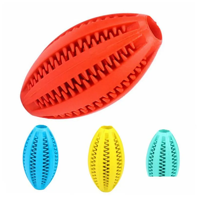 bite resistant rugby rubber dog chew ball dog toys training toys toothbrush chews toy food balls pet productclean tooth nontoxic