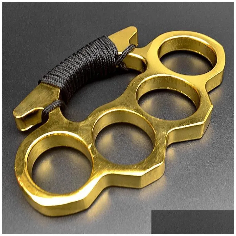 brass knuckles mticolor thickened metal knuckle duster four finger tiger outdoor cam safety defense pocket edc tool drop delivery spor