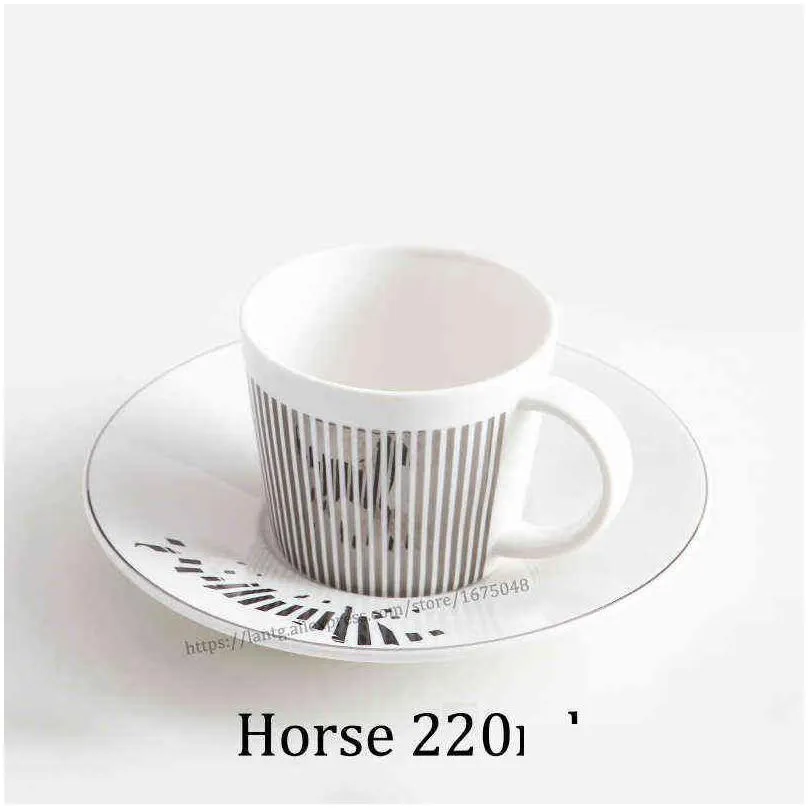 creative horse anamorphic cup mirror reflection cup hummingbird mug luycho coffee tea set with coaster 90ml-220ml y220511