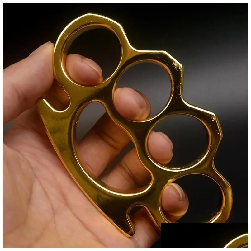 brass knuckles mticolor thickened metal knuckle duster four finger tiger outdoor cam safety defense pocket edc tool drop delivery spor