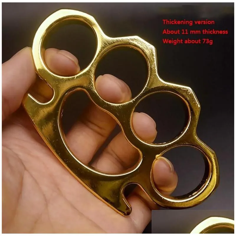 brass knuckles mticolor thickened metal knuckle duster four finger tiger outdoor cam safety defense pocket edc tool drop delivery spor