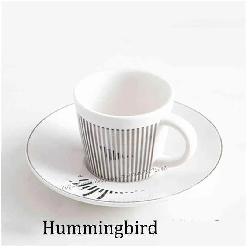 creative horse anamorphic cup mirror reflection cup hummingbird mug luycho coffee tea set with coaster 90ml-220ml y220511