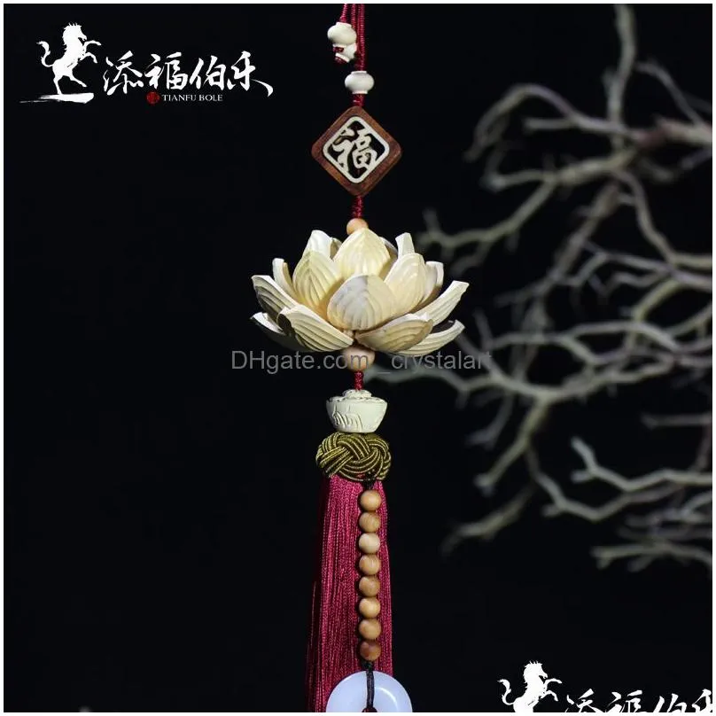 Interior Decorations Boxwood Manglieira Float Decoration Car Rearview Mirror Hanging Chinese Wind Safety Pendant Drop Delivery Dh3F2
