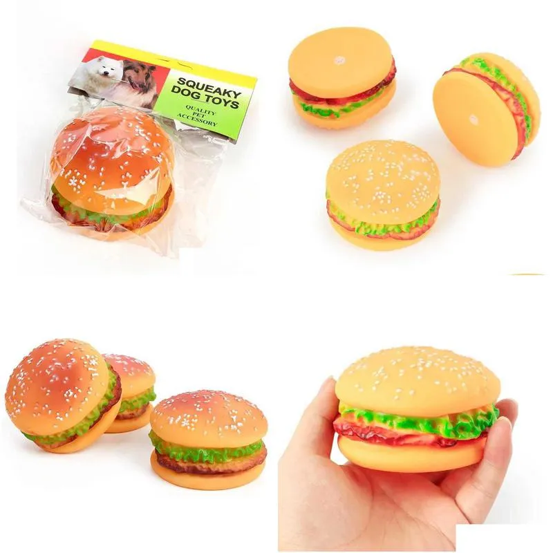 dog toys chews funny squeakers rubber toys pet dogs burger toy food grade silicone training playing chewing for puppies cat