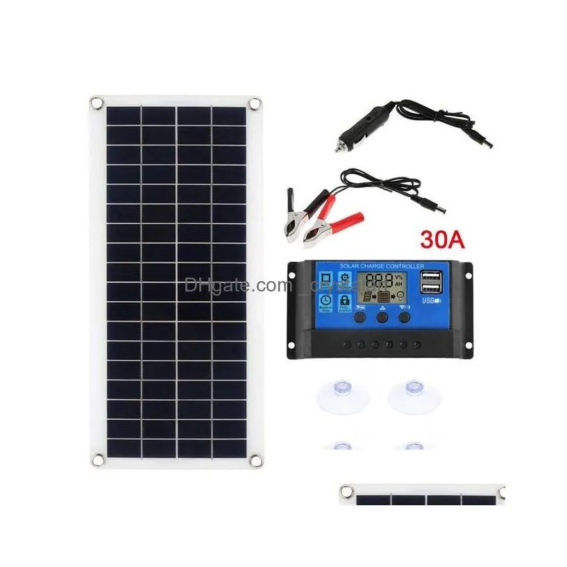 Vehicles & Accessories Vehicles Accessories Waterproof Car Solar Panel Kit 30W 100W 300W 12V Usb Charging Board With Controllerfor For Dhpov