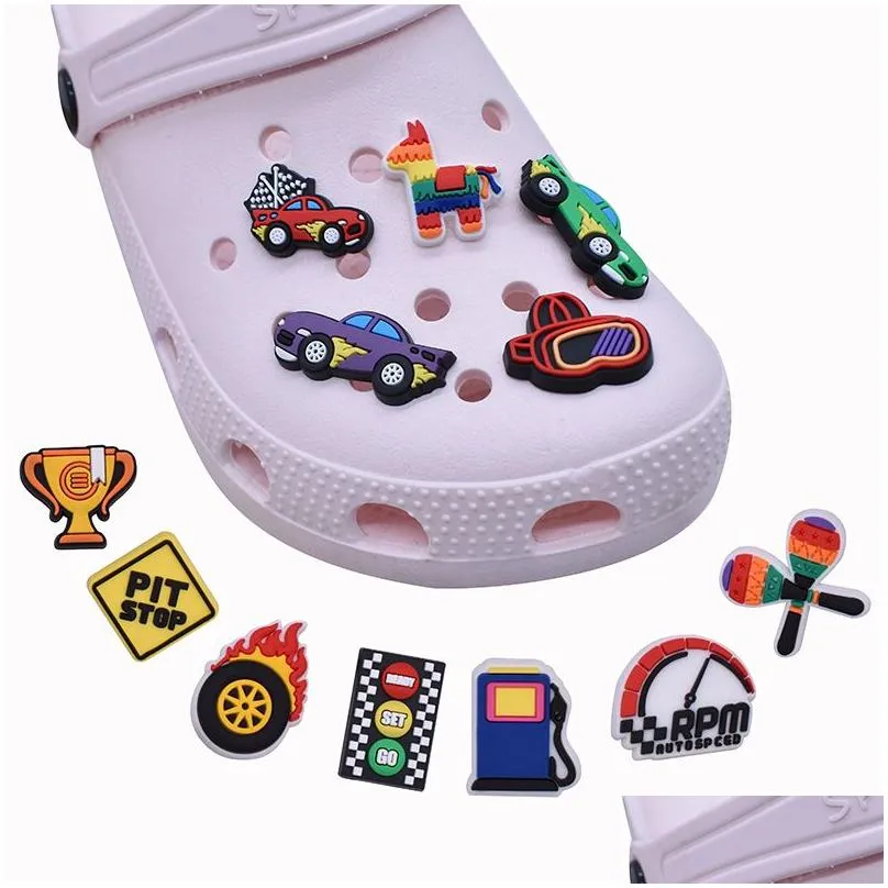 racing cars clog charms shoe clog decoration buckle accessories pins buttons