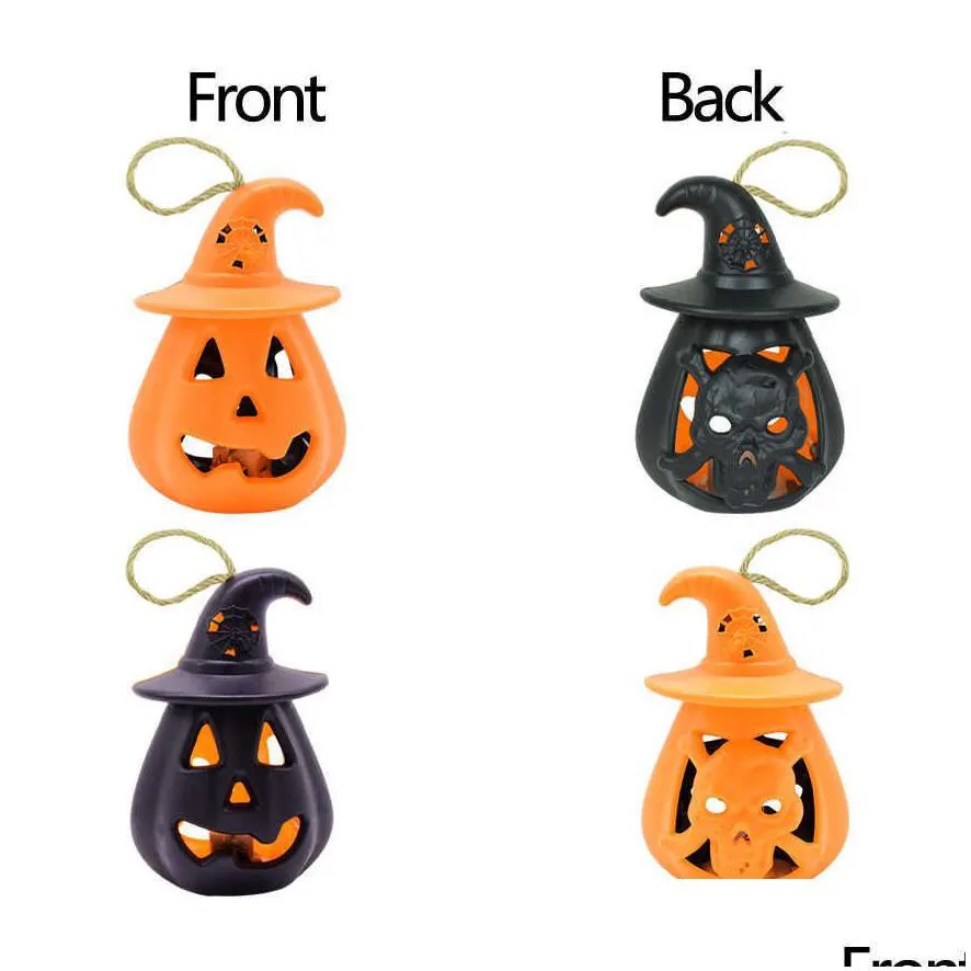 led halloween pumpkin ghost lantern lamp diy hanging scary candle light halloween decoration for home horror props kids toy y0827