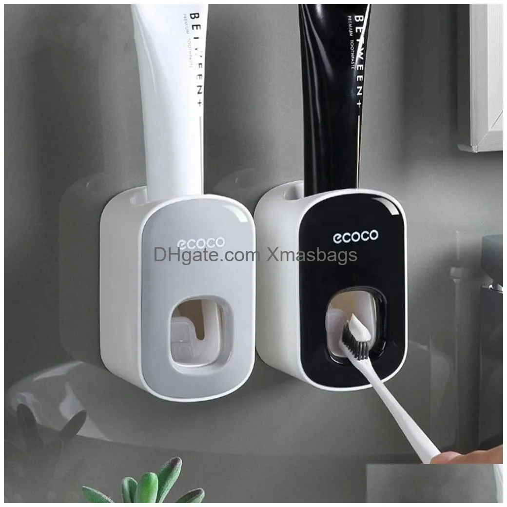 toothbrush holders ecoco automatic toothpaste machine sticker wall bathroom accessories waterproof squeeze bracket inventory wholesale