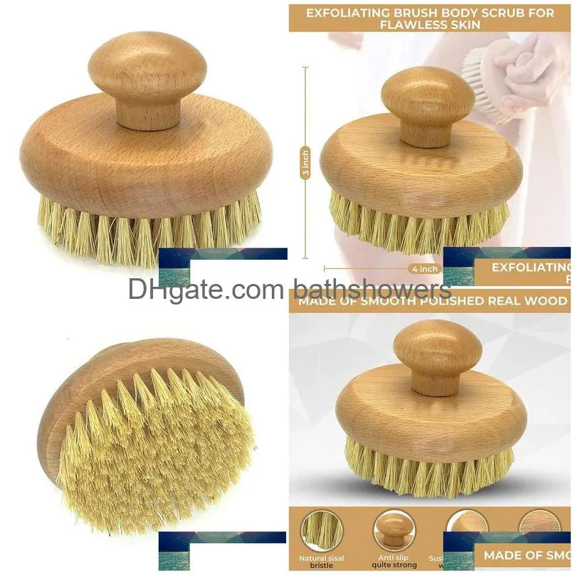 Plant Sisal Body Mas Brush Cactus Exfoliating Natural Wood Wet Skin Exfoliator With Soft And Stiff Bristles Drop Delivery Dhkfm