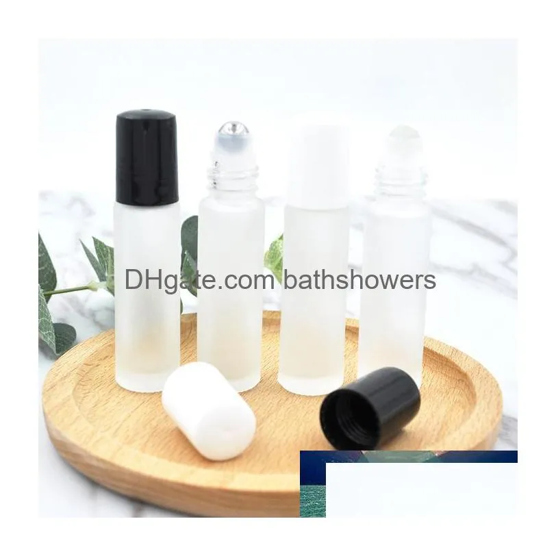Wholesale 30Pcs 10Ml Frosted Glass Cosmetic Bottle Portable Empty Roll-On Bottles  Oil Per Container Steel/Glass Roller Drop Dhwoy