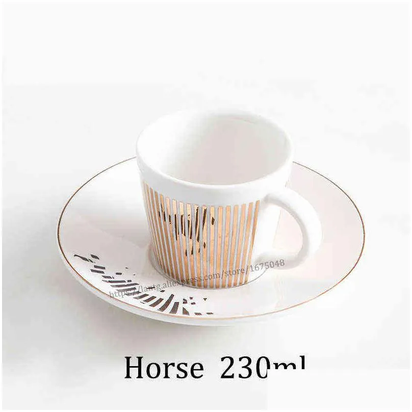 creative horse anamorphic cup mirror reflection cup hummingbird mug luycho coffee tea set with coaster 90ml-220ml y220511