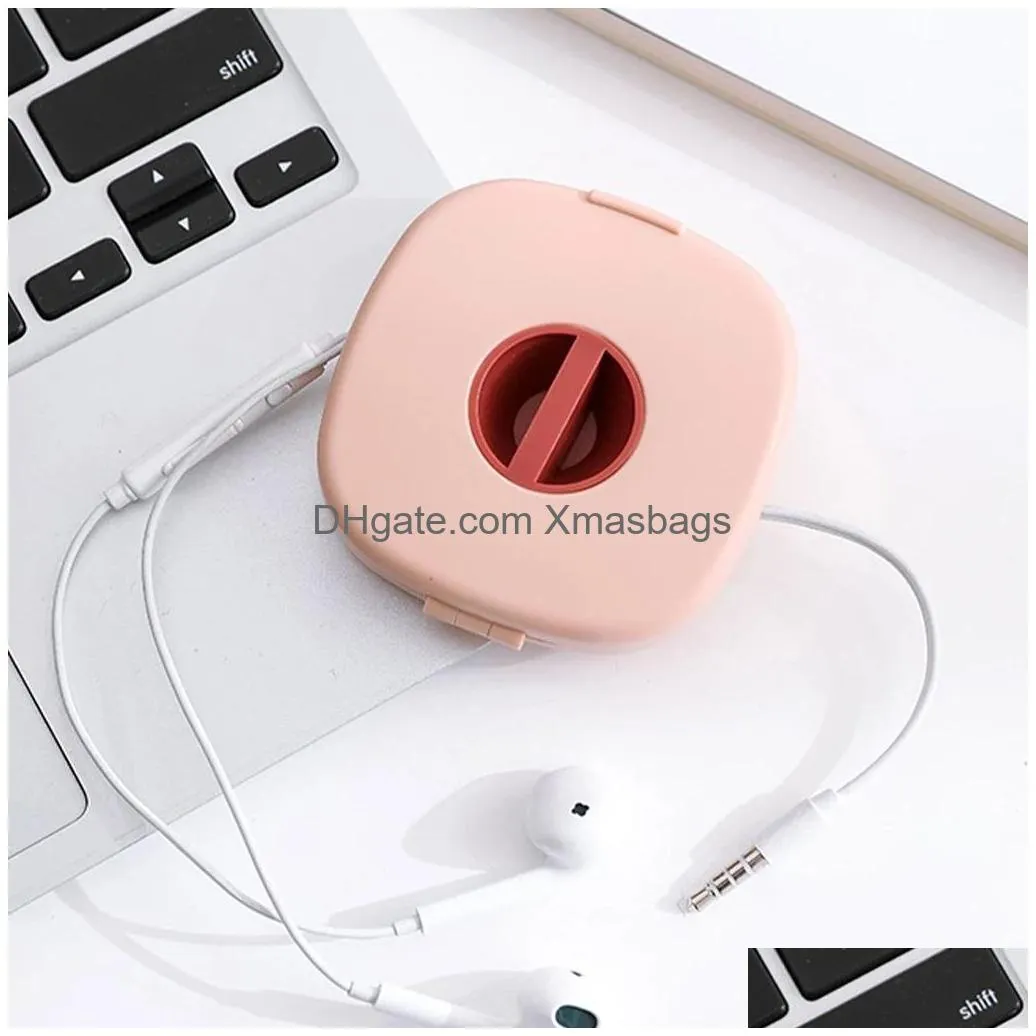 cable organizer swivel cables winding box plastic portable storage case cell phone stand mouse headphone cord storage inventory