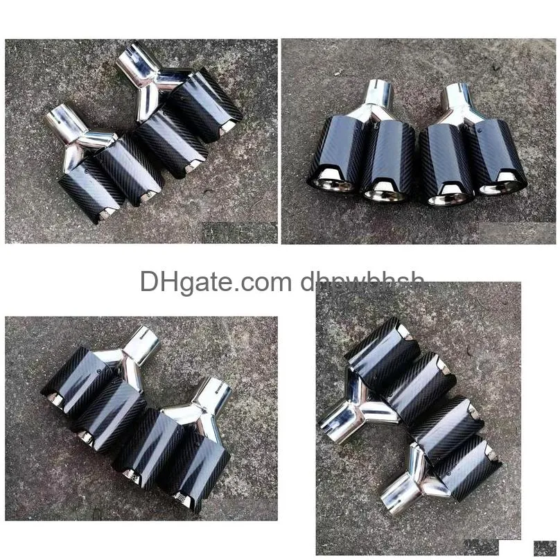 exhaust pipe 2 pcs car carbon fiber twin end pipes for 92mm outlet m performance dual tips drop delivery automobiles motorcycles auto