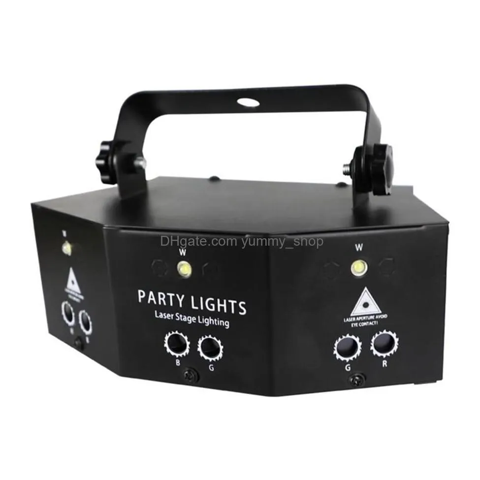 9-eye rgb disco dj lamp dmx remote control strobe stage light halloween christmas bar party led laser projector home decor y201015295n