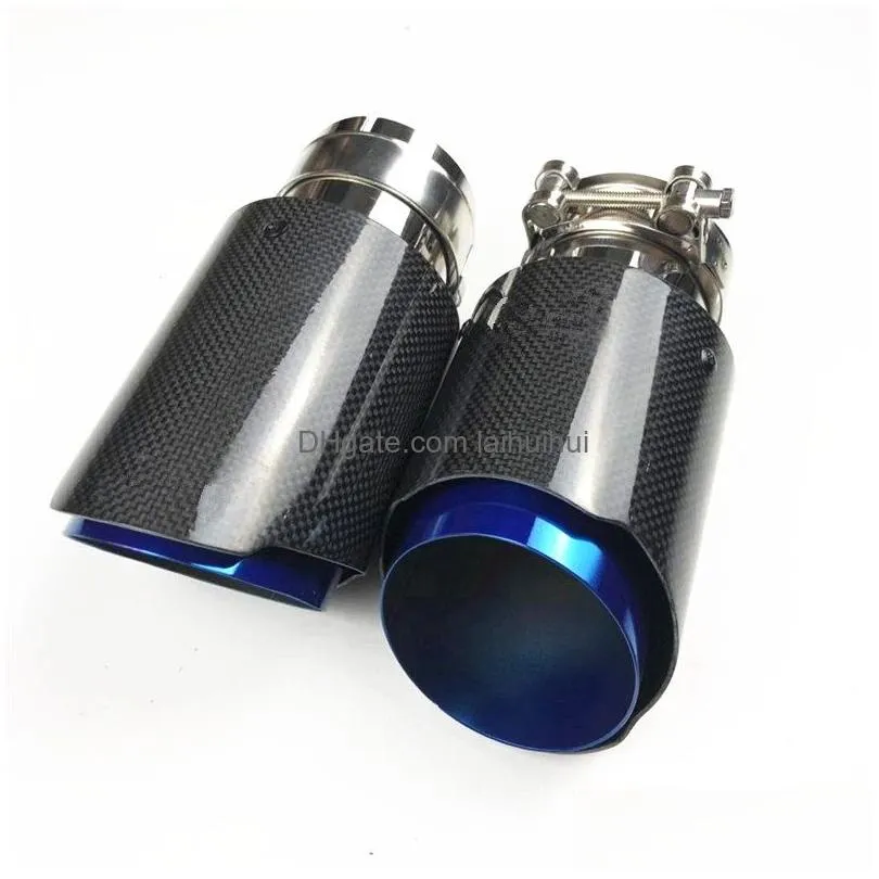 Exhaust Pipe One Piece Ak Glossy Carbon Fiber Exhausts Pipes Akrapovic Blue Stainless Steel Tail End Drop Delivery Mobiles Motorcycl Dhzvg