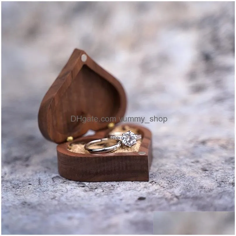 wooden jewelry boxes diy blank carved heart shaped ring box necklace storage creative ring holder wedding supplies