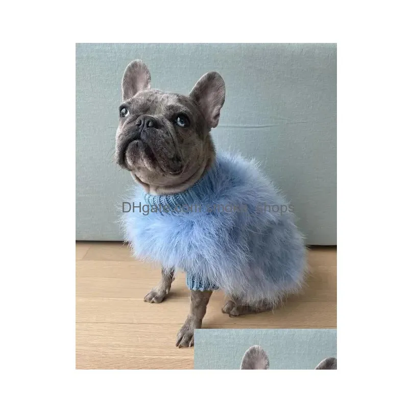 dog apparel dog designer clothes luxury fur sweater pink blue purple high quality warm knitwear for puppy hairless cats fashion cat clothes