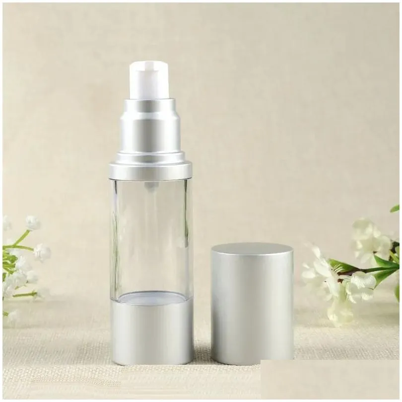wholesale 15 30 50 ml airless pump bottle refillable cosmetic container makeup foundations and serums lightweight leak proof shockproof