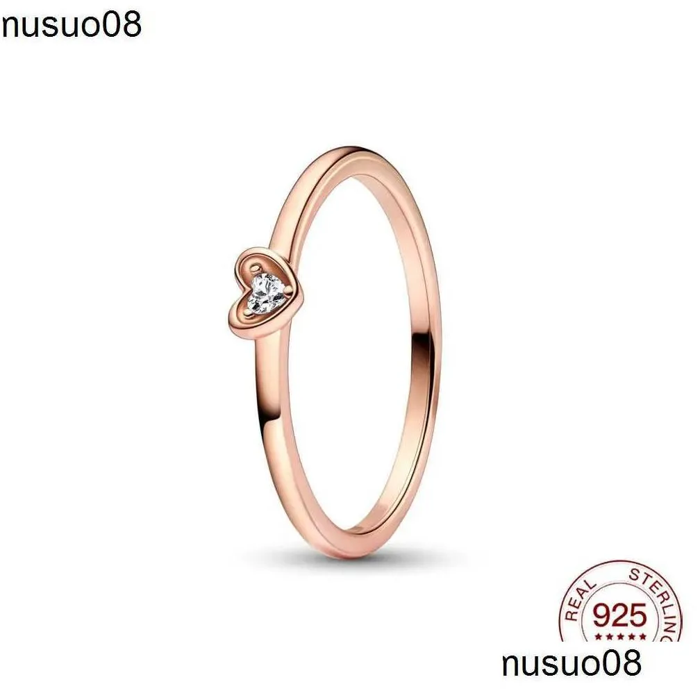 Band Rings 925 Sterling Sier Heart Shine Zircon Ring Sunlight Moon Fashion Original Jewelry Lovers Gift J230602 Drop Delivery Dh2Kn