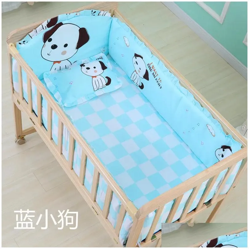 Bed Rails 5Pcs Baby Bedding Set Born Pure Cotton Circumference Mattress Pillow Kit Infant Cartoon Pattern Crib Surround Cot Drop Deli Dh2Ks