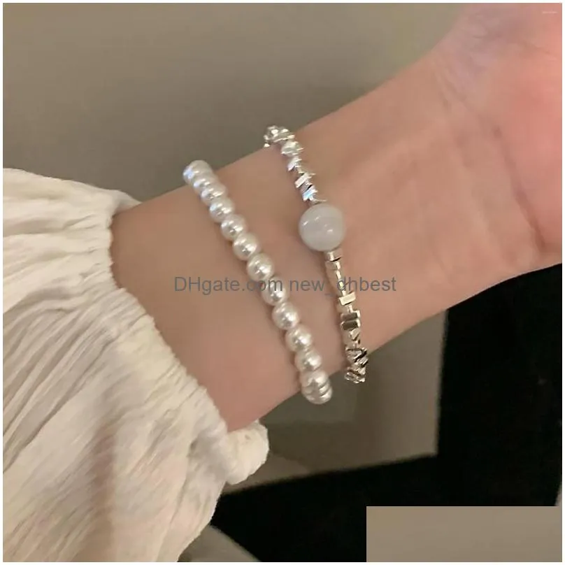 Beaded Strand Moonstone Pearl Bracelet Womens Light Luxury Niche Exquisite Girlfriend Hand Jewelry Drop Delivery Jewelry Bracelets Dhgts