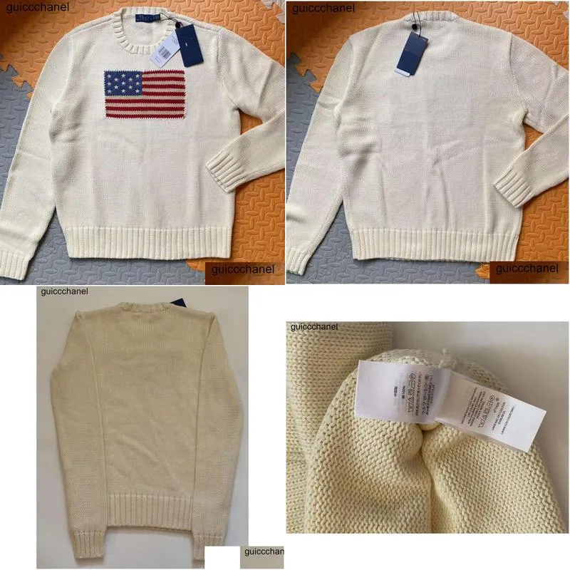 new 23ss ladies knitted sweater - american flag sweater winter high-end luxury fashion brand comfortable cotton pullover 100% cotton mens