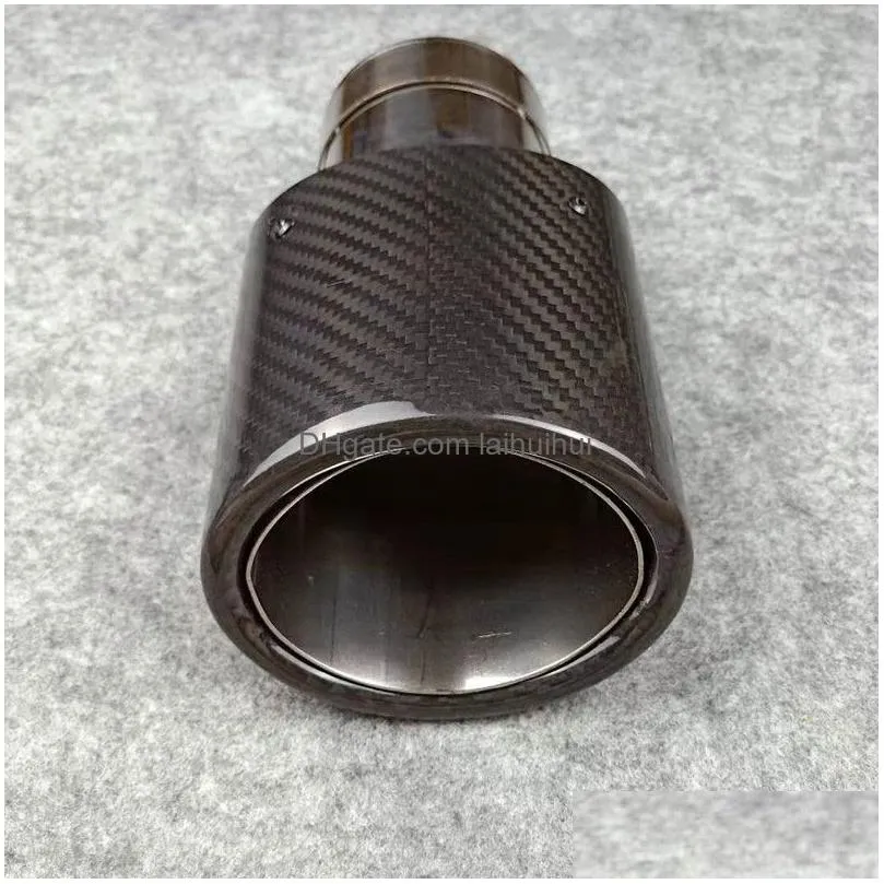 one piece oval model akrapovic car exhaust pipe glossy carbon fiber with stainless steel tips muffler end pipes