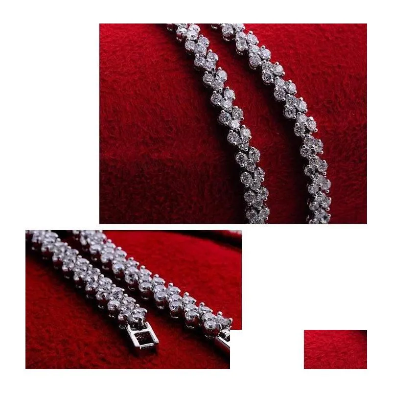 Tennis Luxury Austria Shining Crystal Tennis Bracelets Genuine 925 Sterling Sier Charms Zircon Diamond Roman Link Bracelet Jewelry Dr Dhncy